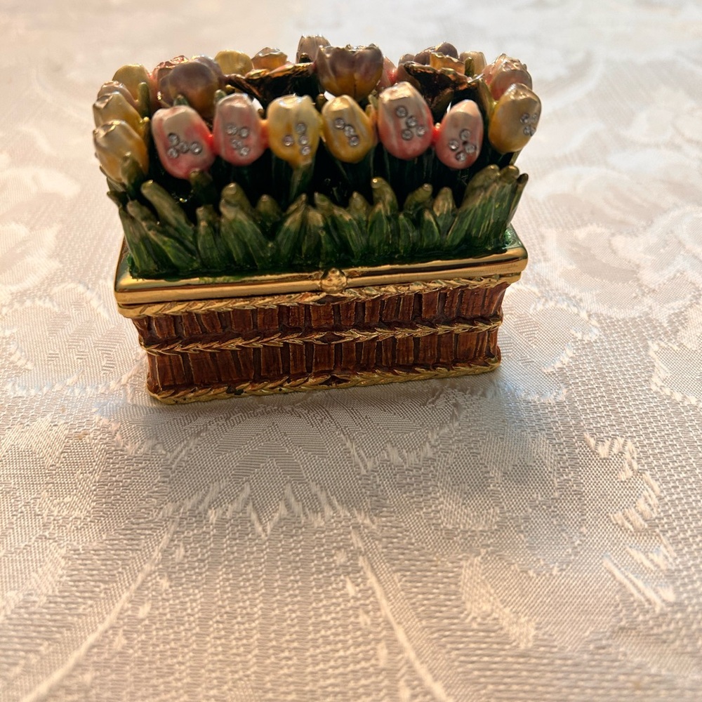 New Floral Trinket Box with Gold Accents